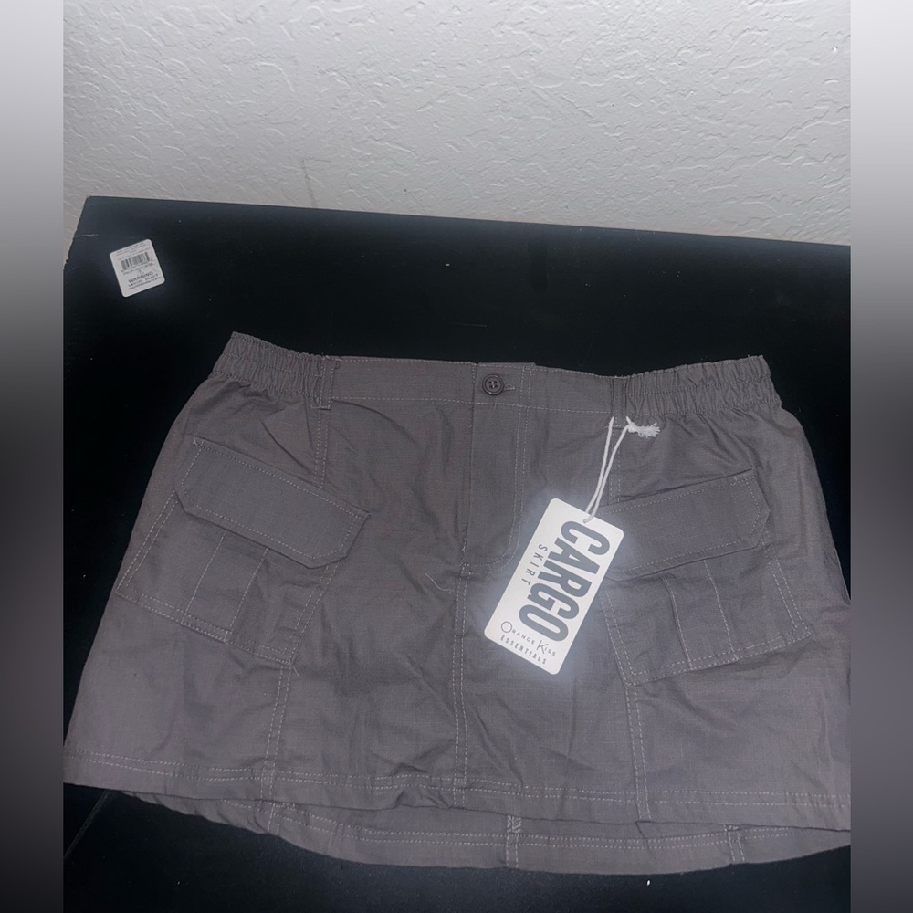 Cargo Skirt with Front Pockets - Gray